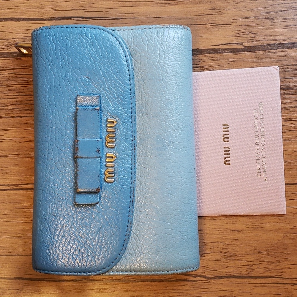 Authentic Miu Miu Leather Bow Tie Wallet